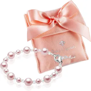 Sterling Silver Jewelry Pink Pearl Bracelet for Girls, Baby Girl Gifts, Newborn Baby Bracelets for Infant Girls, Toddler Bracelets, little Girl Jewelry, Birthday Gifts