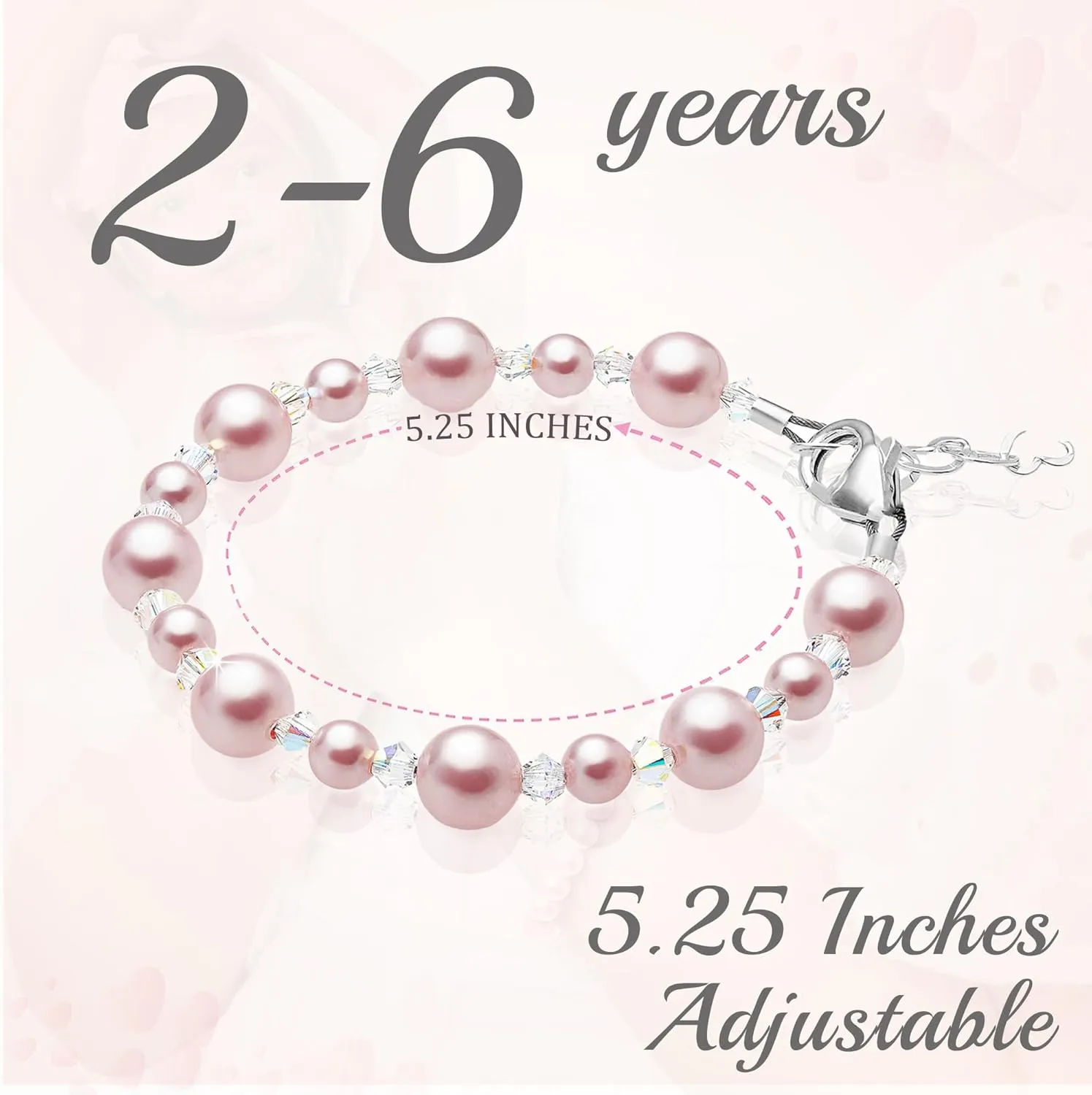 Sterling Silver Jewelry Pink Pearl Bracelet for Girls, Baby Girl Gifts, Newborn Baby Bracelets for Infant Girls, Toddler Bracelets, little Girl Jewelry, Birthday Gifts