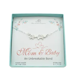Sterling Silver Mom and Baby Elephant Necklace. Handmade Necklaces on 18 Inch Sterling Silver Cable Chain. New Mom Gifts for Women. Expectant Mother Gift. First Time Mom Pregnant Mother to Be Jewelry
