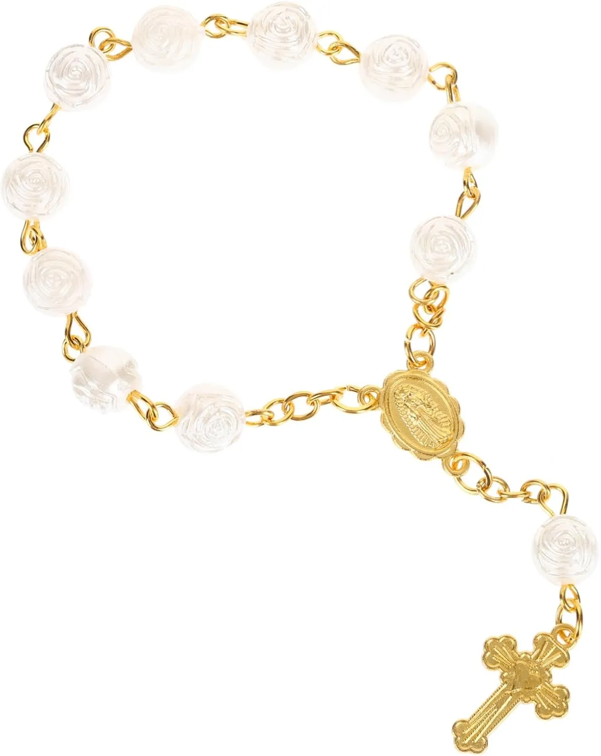 String Prayer Beads Bracelet for Women Delicate Rose Beads Rosary with Cross Pendant Lightweight and Portable Jewelry Bracelet for Spirituality and Prayer for Weddings and
