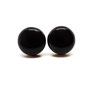 Stud Earrings Set, Black, 10 mm, Round Studs for Women Girls Men, Handmade, Stainless Steel Posts for Sensitive Ears, Lightweight Color Dot earrings by Candi Cove Designs