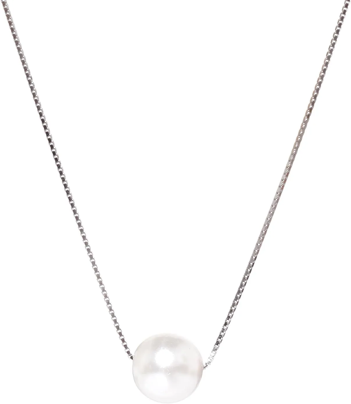Sucrain Pearl Necklaces for Women, 925 Sterling Silver Pearl Necklace Adjustable Length Necklace for Birthday Women Jewelry Accessory