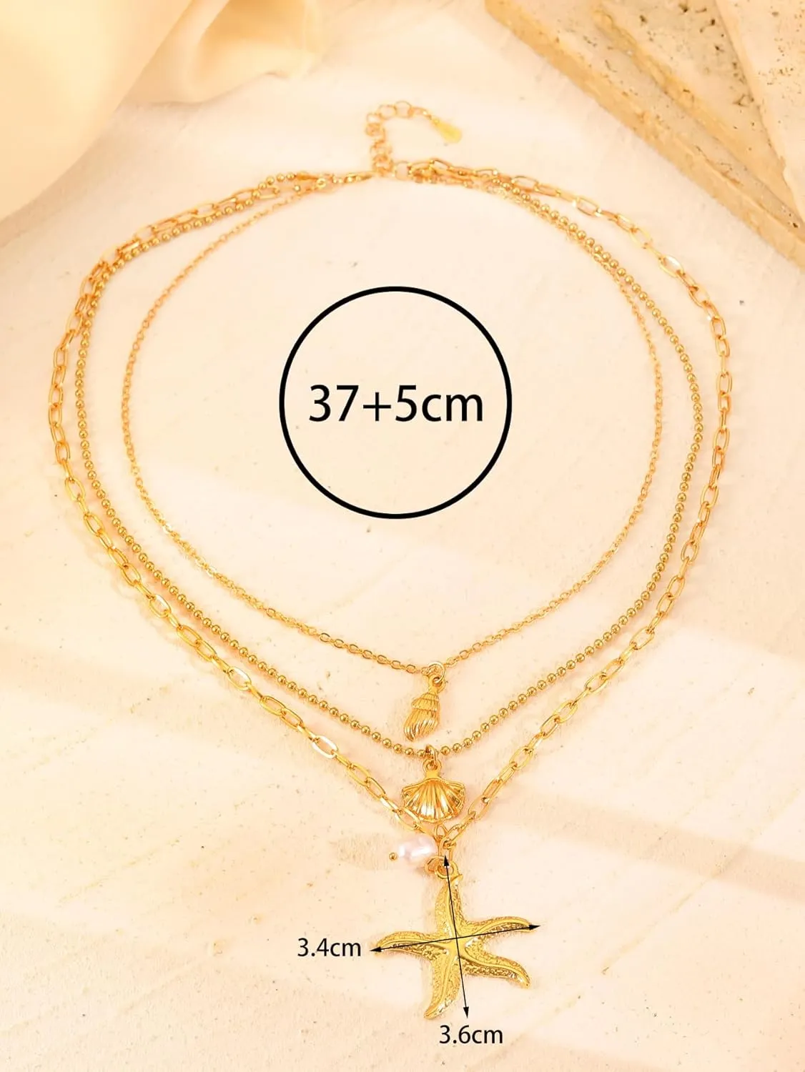 Summer Beach Shell Necklace Layered Pearl Seashell Choker Necklaces Sequins Conch Starfish Beaded Surfer Hawaii Beach Costume for Women