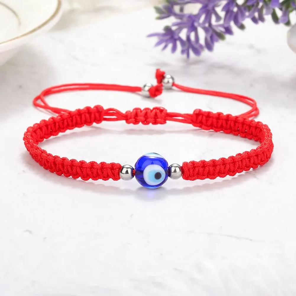 SUMMER LOVE 8mm 10mm Black Red String Evil Eye Bracelet Mal De Ojo Kabbalah Amulet Nazar for Family Couple Bestfriend Women Men Girls Boys