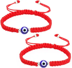 SUMMER LOVE 8mm 10mm Black Red String Evil Eye Bracelet Mal De Ojo Kabbalah Amulet Nazar for Family Couple Bestfriend Women Men Girls Boys