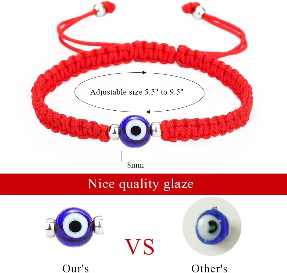 SUMMER LOVE 8mm 10mm Black Red String Evil Eye Bracelet Mal De Ojo Kabbalah Amulet Nazar for Family Couple Bestfriend Women Men Girls Boys