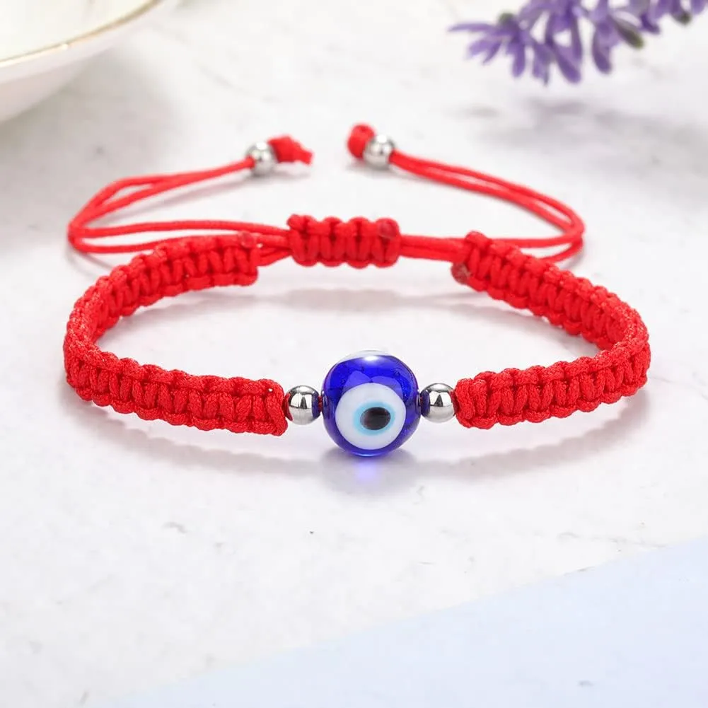 SUMMER LOVE 8mm 10mm Black Red String Evil Eye Bracelet Mal De Ojo Kabbalah Amulet Nazar for Family Couple Bestfriend Women Men Girls Boys