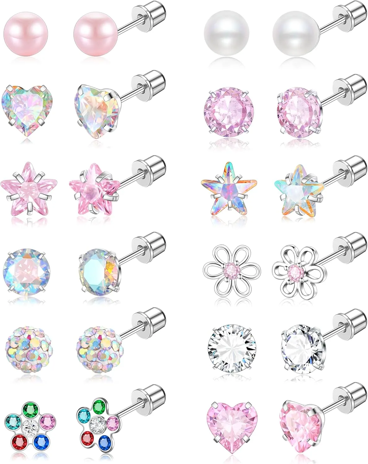 Surgical Stainless Steel Hypoallergenic Stud Earrings for Women Flat Back Earring with Screw Back