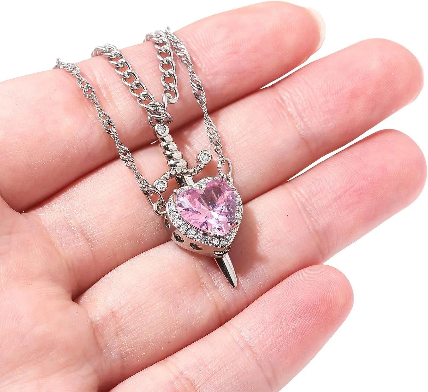 Sword Heart Matching Couple Necklaces - Bff Neckalce for 2 Best Friends - Beautiful Jewelry Gift for Women Men