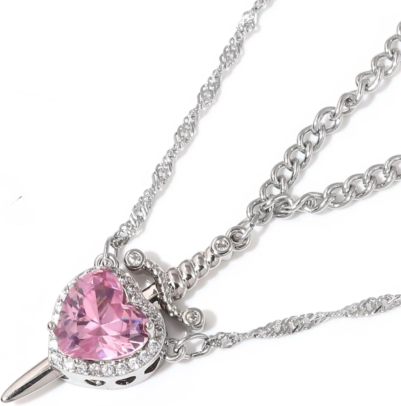 Sword Heart Matching Couple Necklaces - Bff Neckalce for 2 Best Friends - Beautiful Jewelry Gift for Women Men