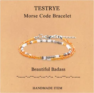 TESTRYE Morse Code Bracelets for Women Men,Silver Morse Code Bracelet with Adjustable Extender Chain,Inspirational Gifts Bracelets for Women Men Friends