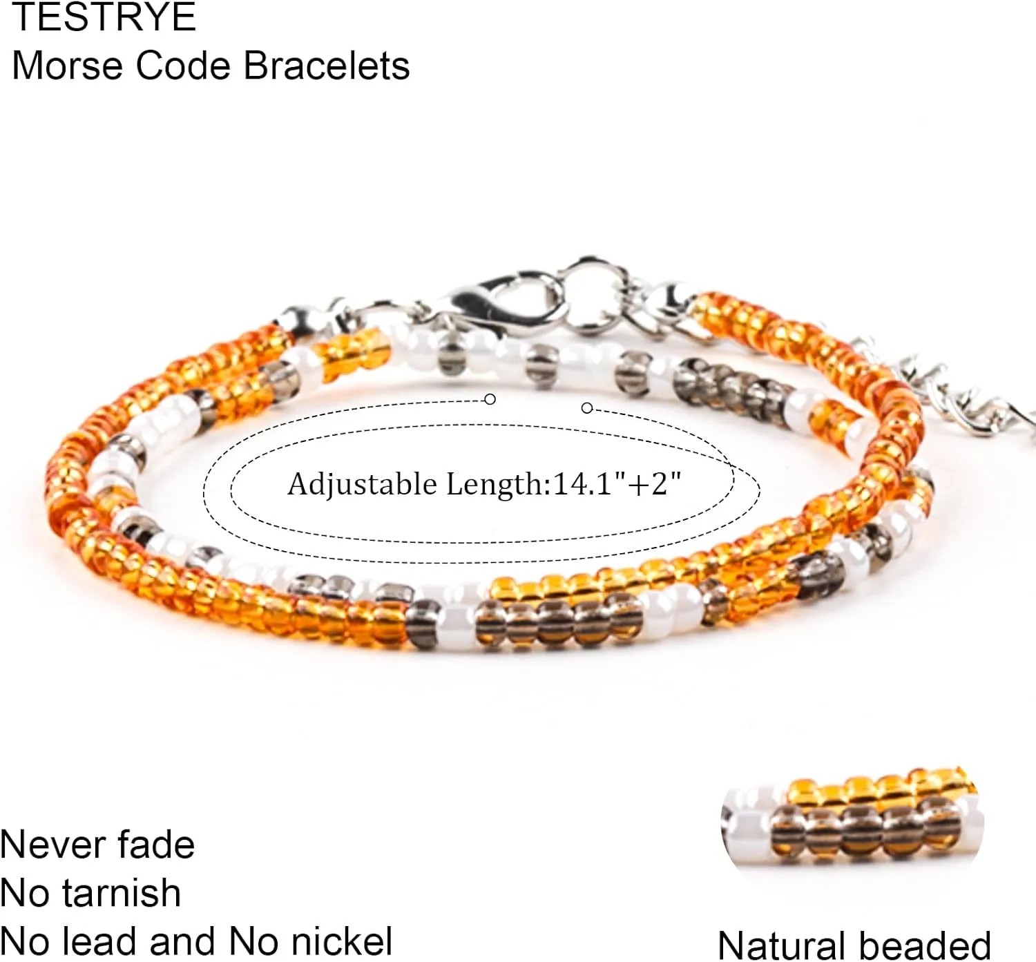TESTRYE Morse Code Bracelets for Women Men,Silver Morse Code Bracelet with Adjustable Extender Chain,Inspirational Gifts Bracelets for Women Men Friends