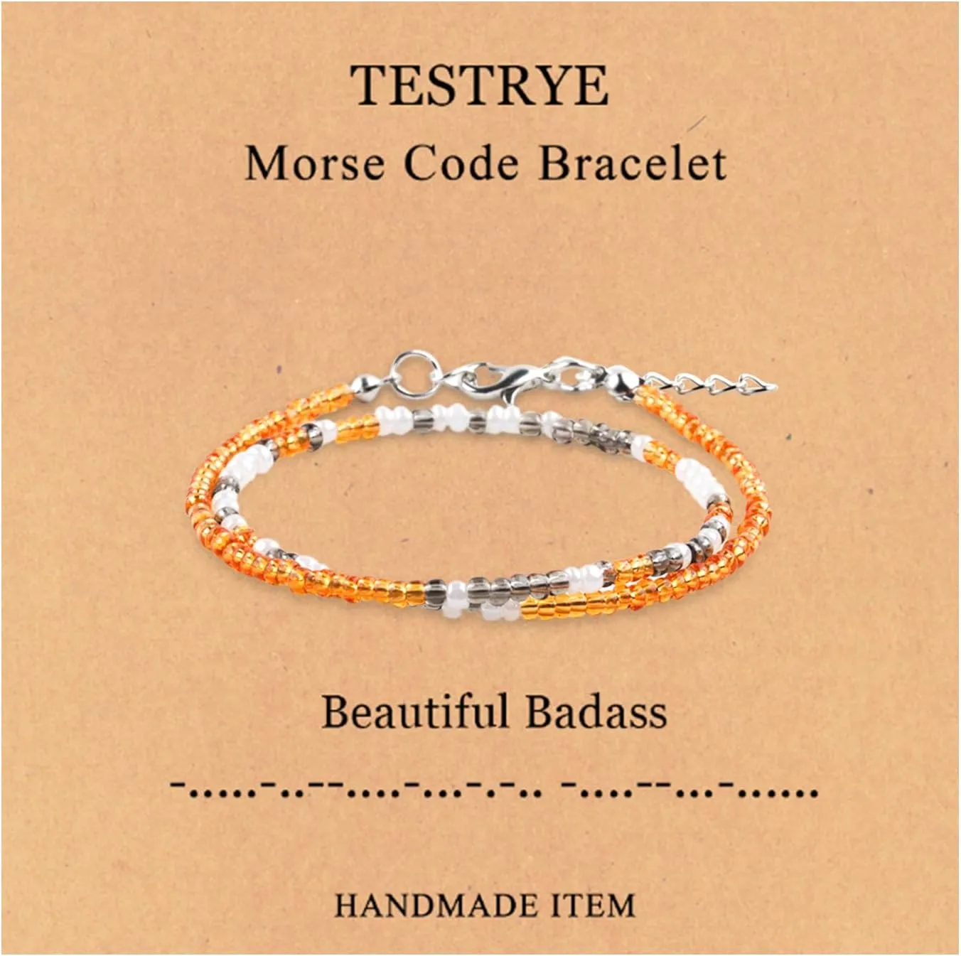 TESTRYE Morse Code Bracelets for Women Men,Silver Morse Code Bracelet with Adjustable Extender Chain,Inspirational Gifts Bracelets for Women Men Friends