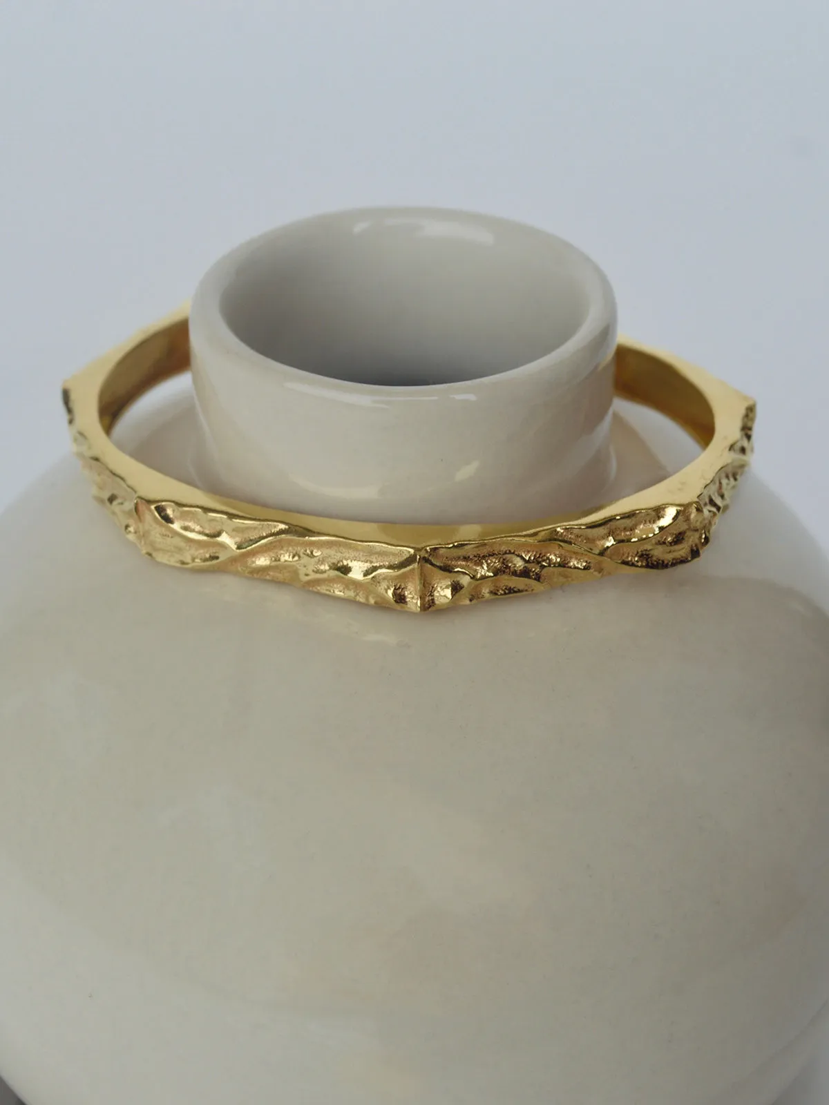 Textured Hexagonal Bangle Bracelet