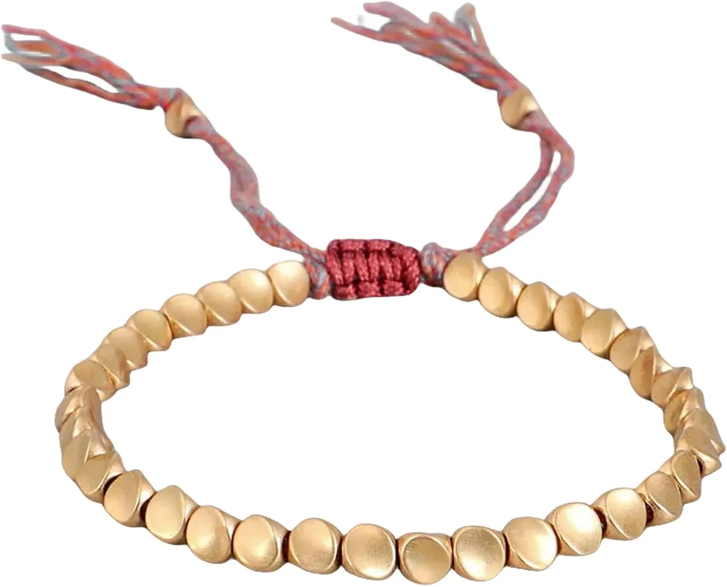 Tibetan Buddhist Braided Cotton Brass Beads Lucky Rope Bracelet For Women Men Thread Bracelets Braided Cotton Copper Beads Rope Bracelet Bangle Gift