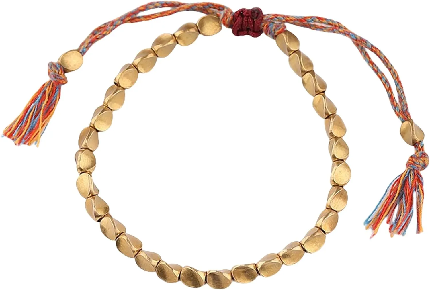 Tibetan Buddhist Braided Cotton Brass Beads Lucky Rope Bracelet For Women Men Thread Bracelets Braided Cotton Copper Beads Rope Bracelet Bangle Gift