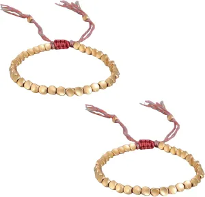 Tibetan Buddhist Braided Cotton Brass Beads Lucky Rope Bracelet For Women Men Thread Bracelets Braided Cotton Copper Beads Rope Bracelet Bangle Gift