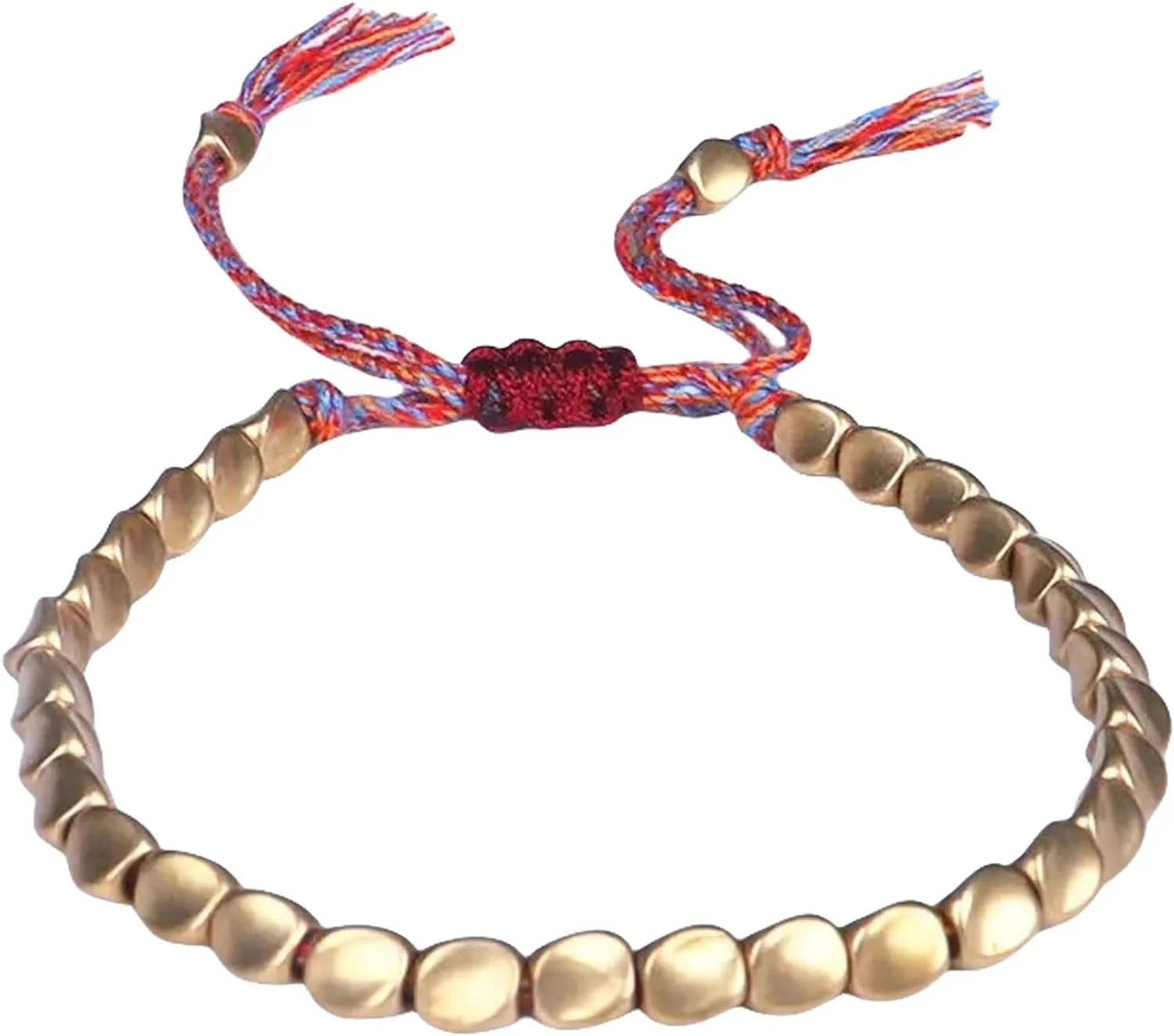 Tibetan Buddhist Braided Cotton Brass Beads Lucky Rope Bracelet For Women Men Thread Bracelets Braided Cotton Copper Beads Rope Bracelet Bangle Gift