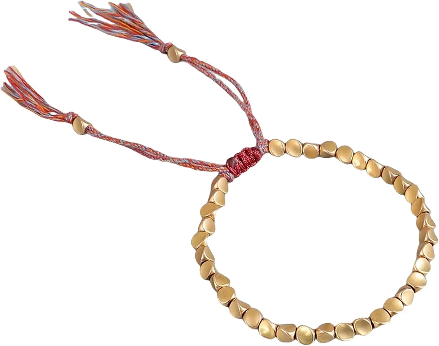 Tibetan Buddhist Braided Cotton Brass Beads Lucky Rope Bracelet For Women Men Thread Bracelets Braided Cotton Copper Beads Rope Bracelet Bangle Gift