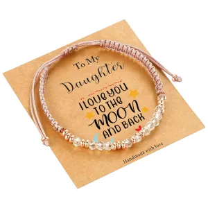 to My Daughter Bracelet Gifts from Mom Dad, Graduation Gifts Teen Girl Gifts Trendy Stuff Mothers Day Birthday Gifts for Teen Girls Daughter Her I Love You Morse Code Pink Bracelets Girls