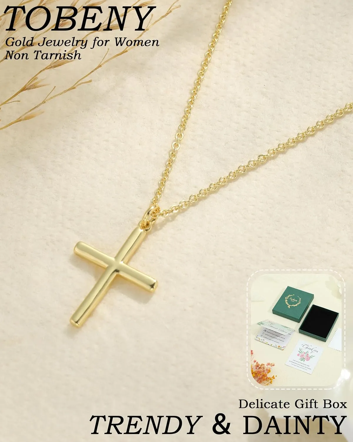 TOBENY Gold Necklace for Women Trendy 14K Gold Plated Dainty Bow Heart Cross Pendant Necklaces Cute Simple Pearl Diamond Paperclip Butterfly Italian Horn Choker Necklaces for Women Gift Jewelry