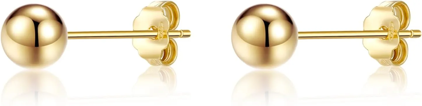 ToHeart 14k Gold Stud earrings Women Hypoallergenic Gold Flat Back Stud Earrings