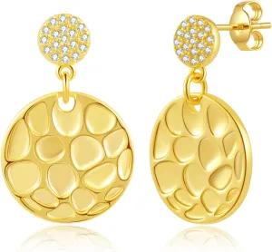 ToHeart Gold Circle Earrings for Womens 14K Gold Stud Earrings Minimalist Round Earrings for Womens Gold Earrings Dangle Jewelry Gifts