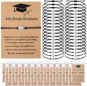 Tondiamo 30 Pcs 2025 Cross Bracelets Bulk Class of 2025 Graduation Gifts Graduation Bracelet Distance Friendship Bracelets with Card and Organza Bag for College High School Graduate Gifts