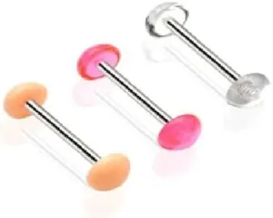 Tongue Ring Retainer Barbell with No-ceum Half Ball 14G 5/8" - 3pc
