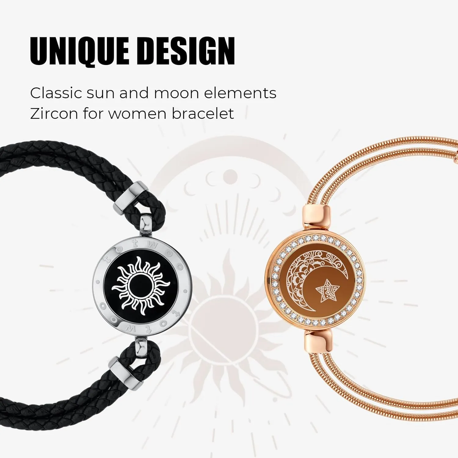 TOTWOO Touch Bracelets for Couples, Vibration & Light up for Love Couples Long Distance Relationship Gifts for Girlfriend Bluetooth Pairing Jewelry