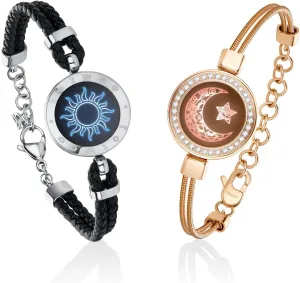 TOTWOO Touch Bracelets for Couples, Vibration & Light up for Love Couples Long Distance Relationship Gifts for Girlfriend Bluetooth Pairing Jewelry