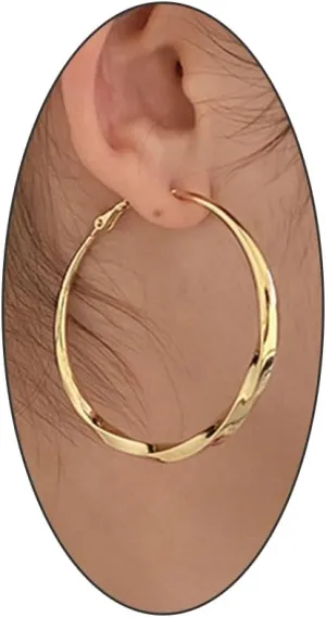 Trendy 14k Gold Hoop Earrings for Women,Statement Rounded Hoops Hypoallergenic Earrings,Lightweight Oversize Cute Earring Gifts