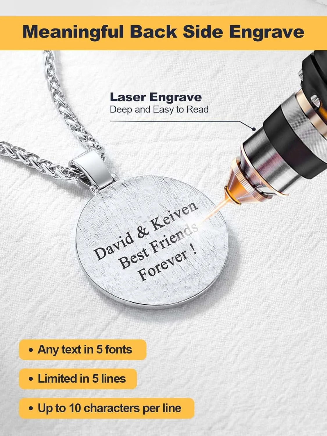 U7 Custom Photo Necklace Men Women Personalized Jewelry Customized Any Picture Pendant Stainless Steel Chain 18-30 Inch Tennis Necklaces, Mothers or Lover Gift