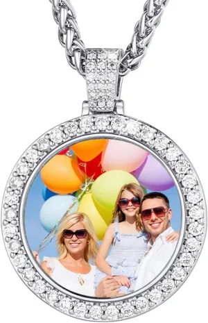 U7 Custom Photo Necklace Men Women Personalized Jewelry Customized Any Picture Pendant Stainless Steel Chain 18-30 Inch Tennis Necklaces, Mothers or Lover Gift