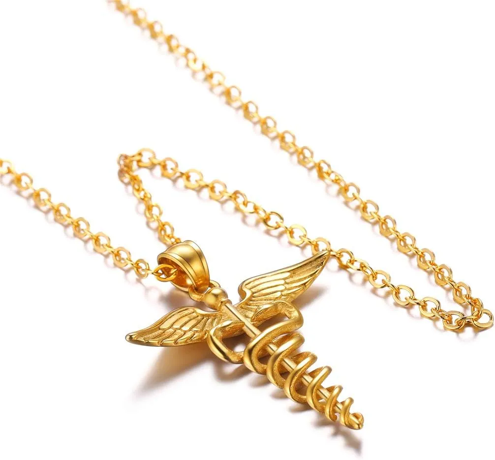 U7 Dentist/Nursing Jewelry Stainless Steel 18K Gold Plated Mini Cute Teeth Pendant Rolo Chain Dental Tooth Necklaces