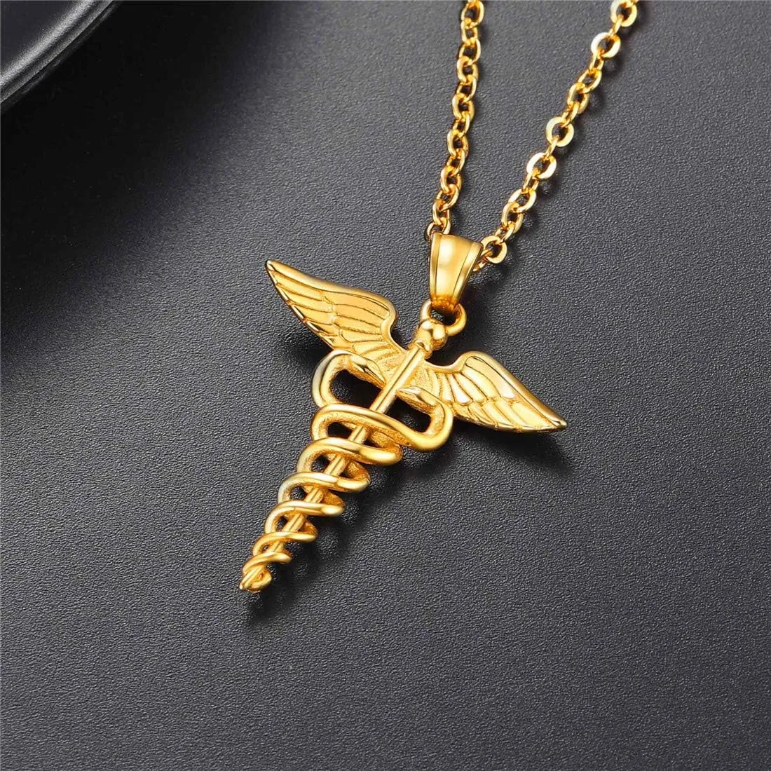 U7 Dentist/Nursing Jewelry Stainless Steel 18K Gold Plated Mini Cute Teeth Pendant Rolo Chain Dental Tooth Necklaces