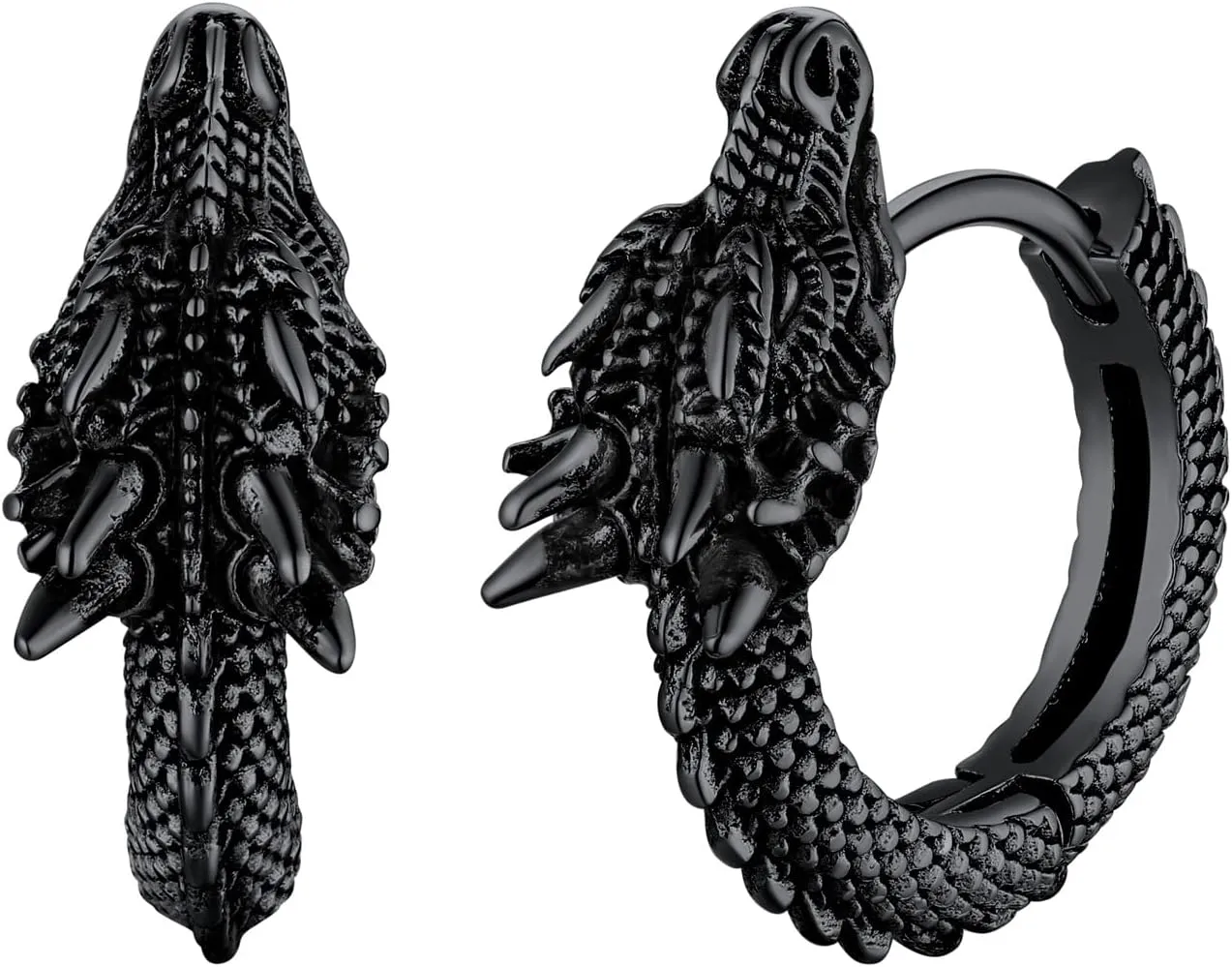 U7 Punk Rock Earrings for Men Women Hypoallergenic Stainless Steel/18K Gold/Black/S925 Sterling Silver Punk Rock Earrings Personalized Dragon/Dinosaur Earrings