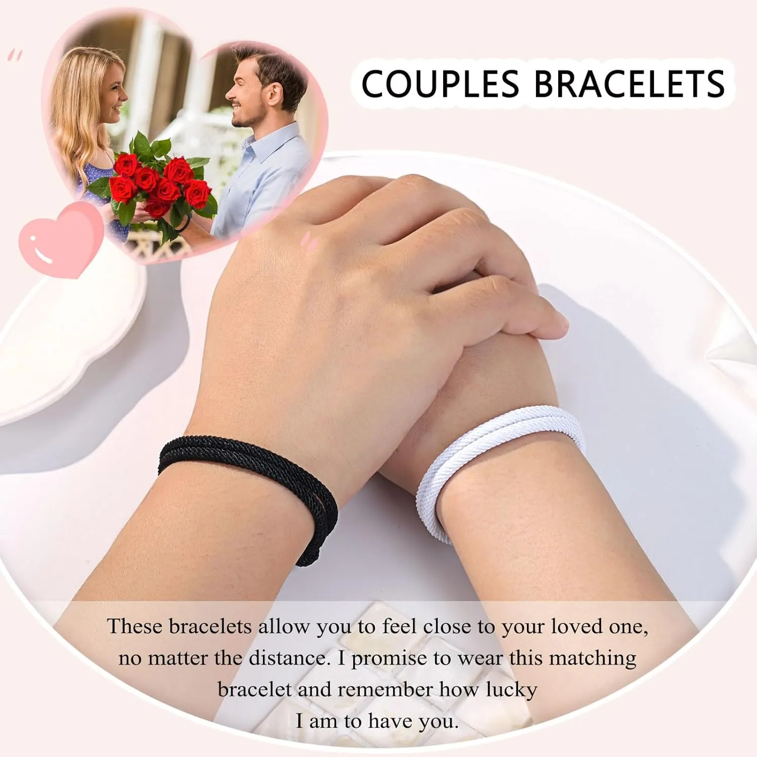 UNGENT THEM Adjustable Rope Couples Bracelets for Men, Boyfriend, Girlfriend, Soulmate, Husband, Wife - Anniversary Valentines Birthday Gifts for Him and Her