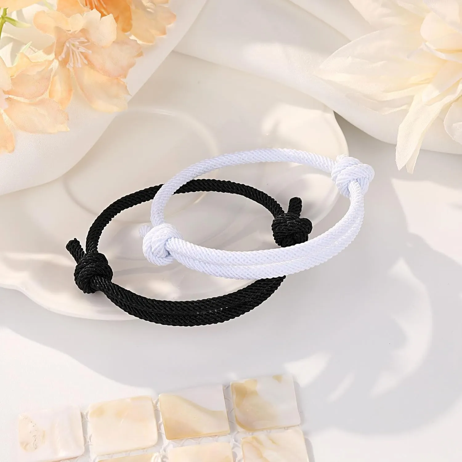 UNGENT THEM Adjustable Rope Couples Bracelets for Men, Boyfriend, Girlfriend, Soulmate, Husband, Wife - Anniversary Valentines Birthday Gifts for Him and Her