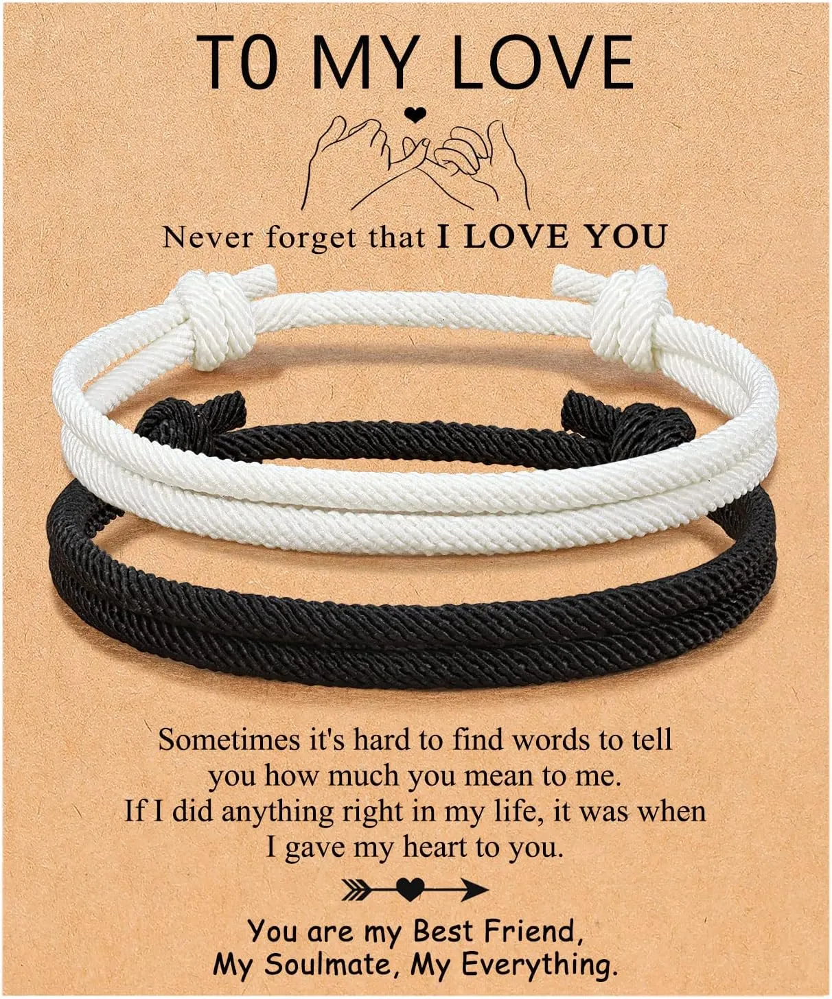 UNGENT THEM Adjustable Rope Couples Bracelets for Men, Boyfriend, Girlfriend, Soulmate, Husband, Wife - Anniversary Valentines Birthday Gifts for Him and Her