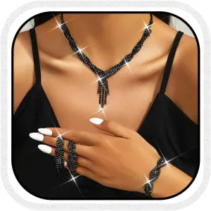 Unicra Gold Bride Necklace Earrings Set Bridal Wedding Jewelry Sets Rhinestone Prom Costume Choker Necklaces for Women