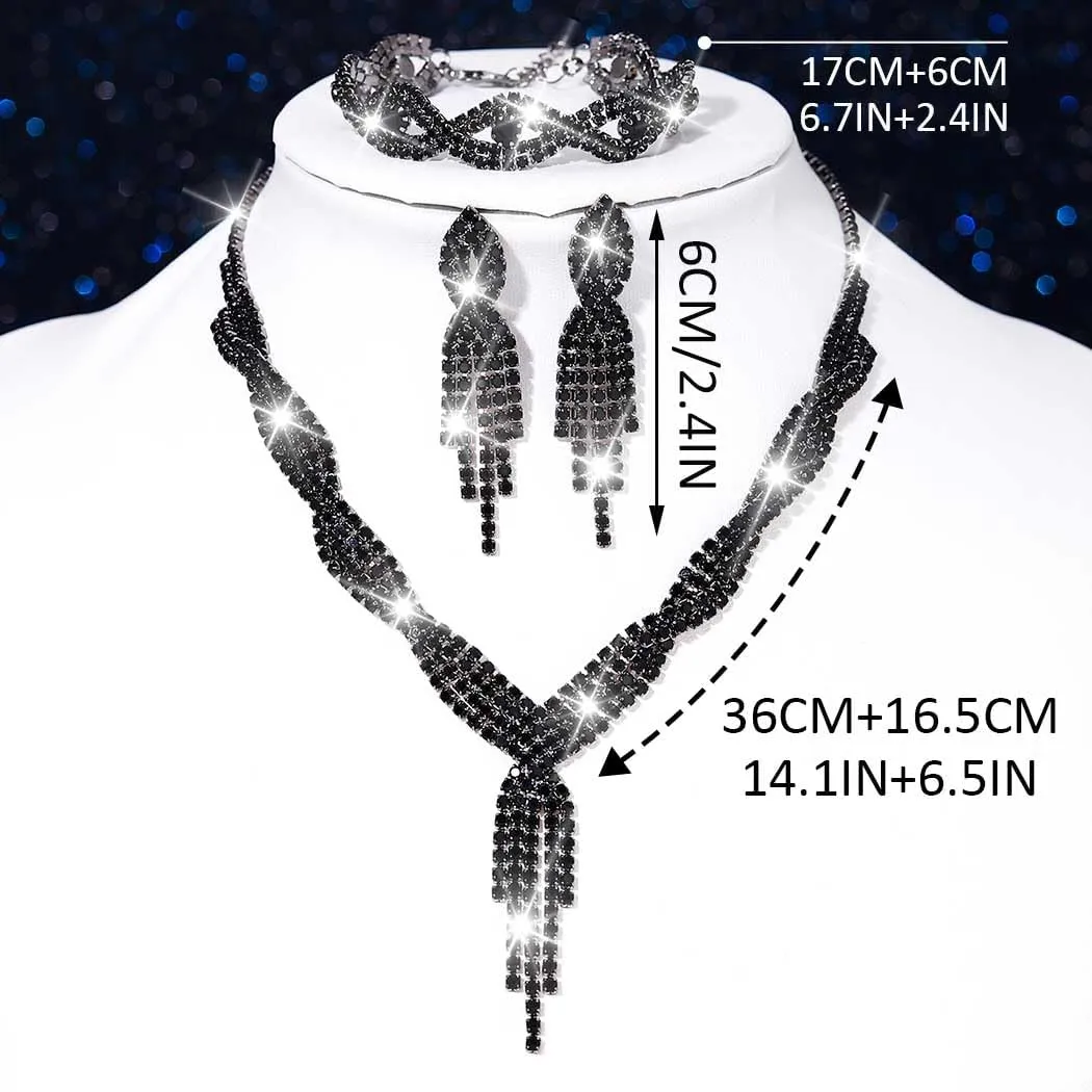 Unicra Gold Bride Necklace Earrings Set Bridal Wedding Jewelry Sets Rhinestone Prom Costume Choker Necklaces for Women