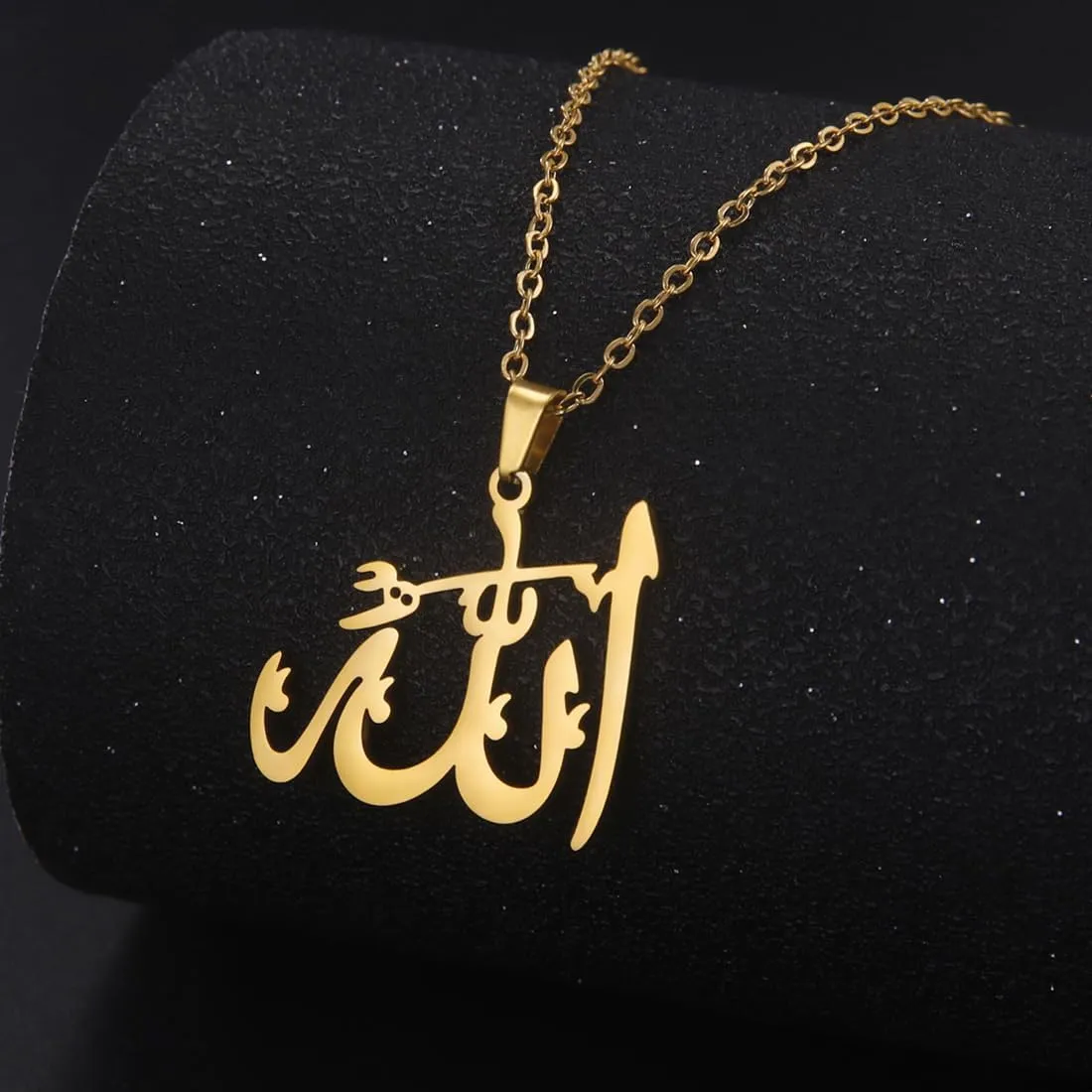 UNIFT Islamic Muslim Allah Layered Necklaces For Women Stainless Steel Charm Water Drop Heart Shape Allah Pendant Double Layer Necklace Islamic Jewelry
