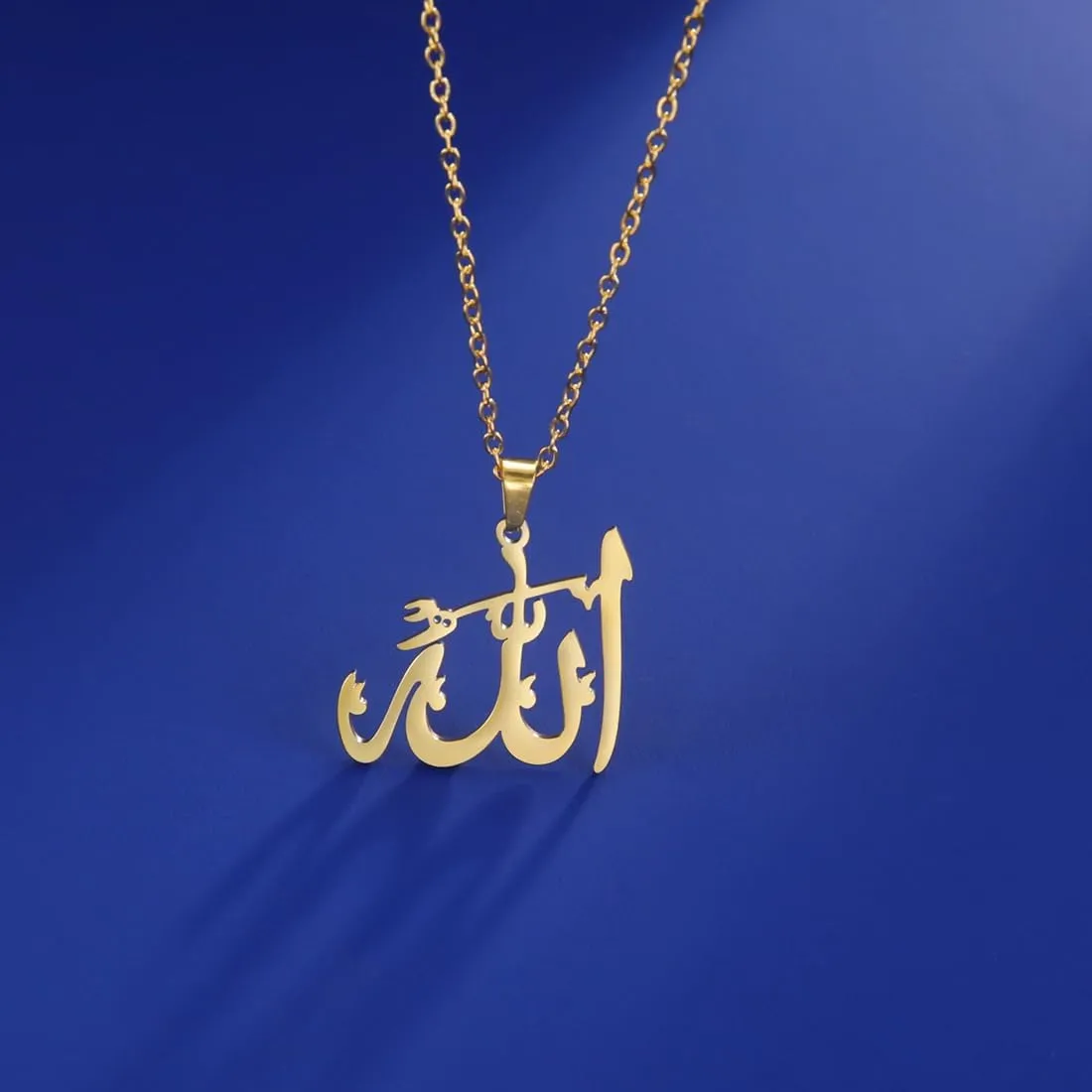 UNIFT Islamic Muslim Allah Layered Necklaces For Women Stainless Steel Charm Water Drop Heart Shape Allah Pendant Double Layer Necklace Islamic Jewelry