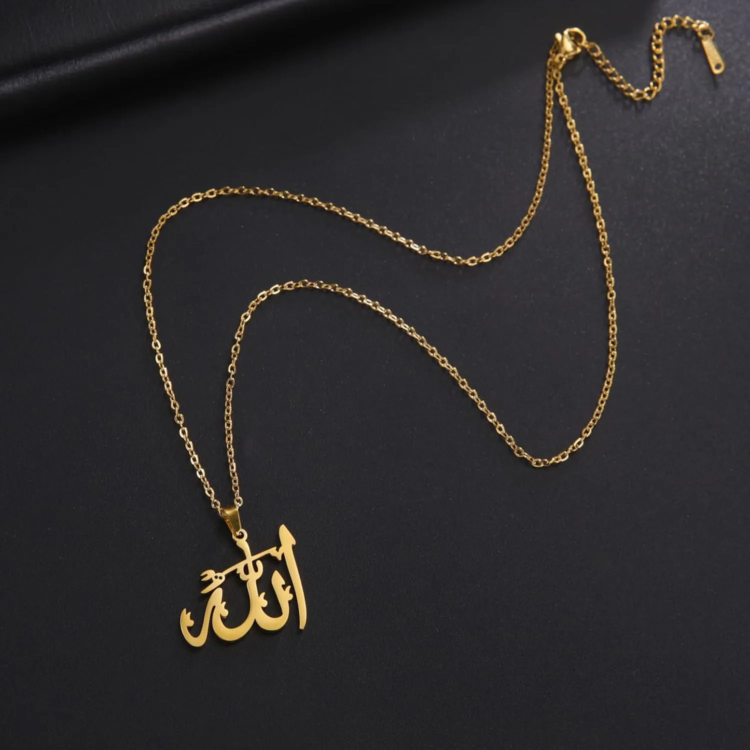 UNIFT Islamic Muslim Allah Layered Necklaces For Women Stainless Steel Charm Water Drop Heart Shape Allah Pendant Double Layer Necklace Islamic Jewelry