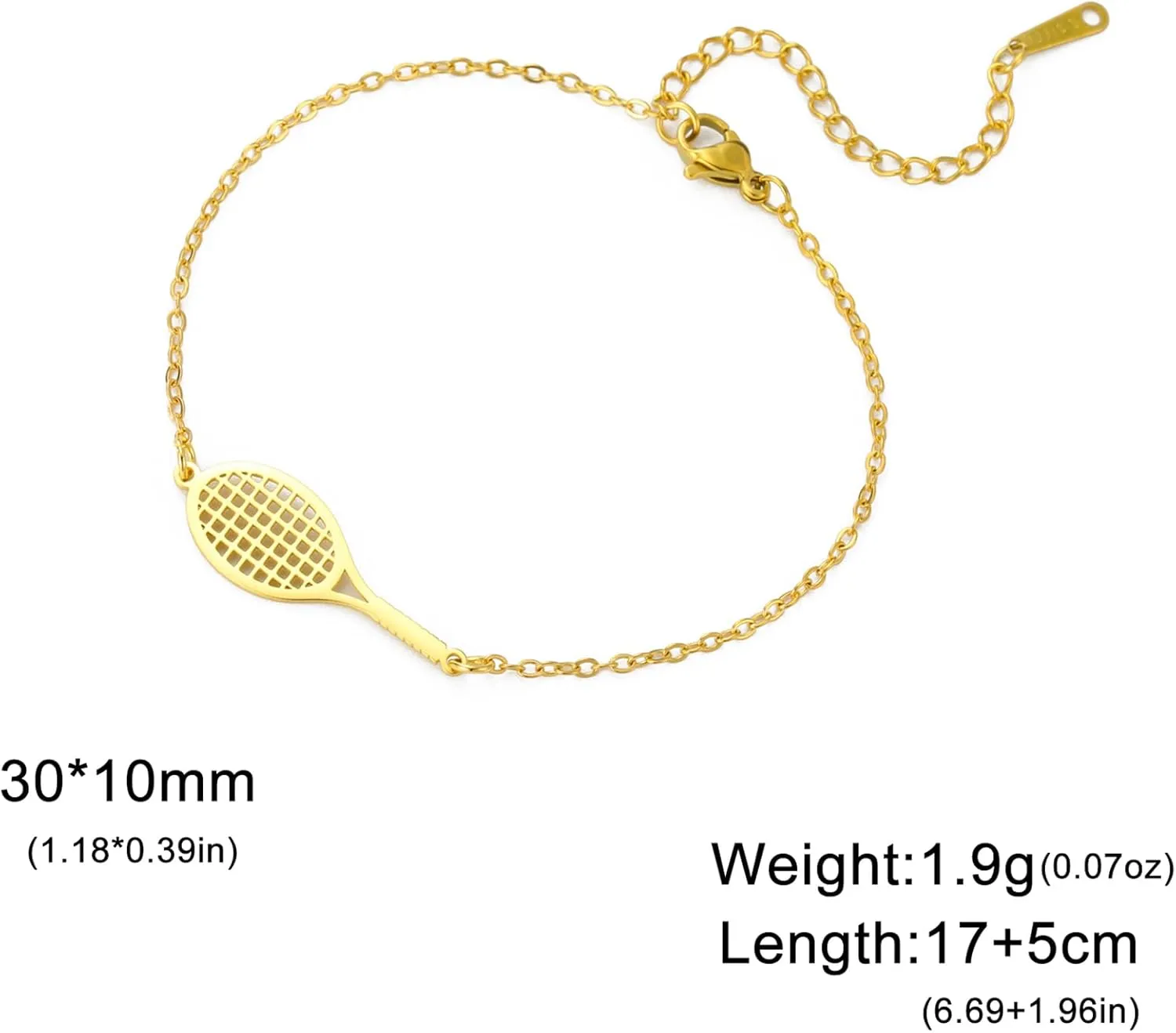 UNIFT Tennis Racket Bracelet for Women Men Stainless Steel Fashion Charms Tennis Ball Racket Bracelets Sports Jewelry for Gift Players lovers