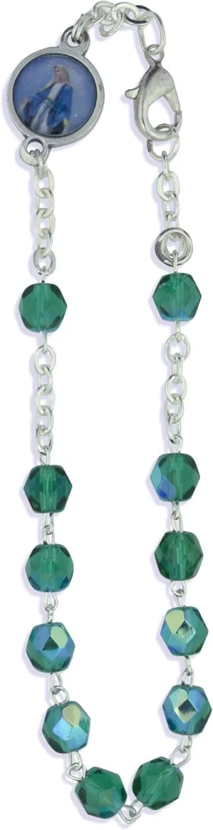 Vatican Imports Crystal One Decade Rosary Bracelet (Emerald)