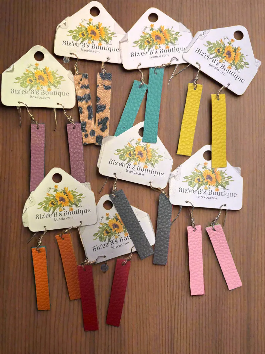 Vertical Bar PU Leather Earrings