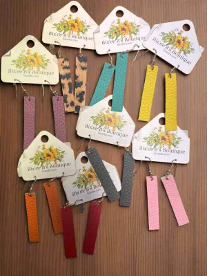 Vertical Bar PU Leather Earrings