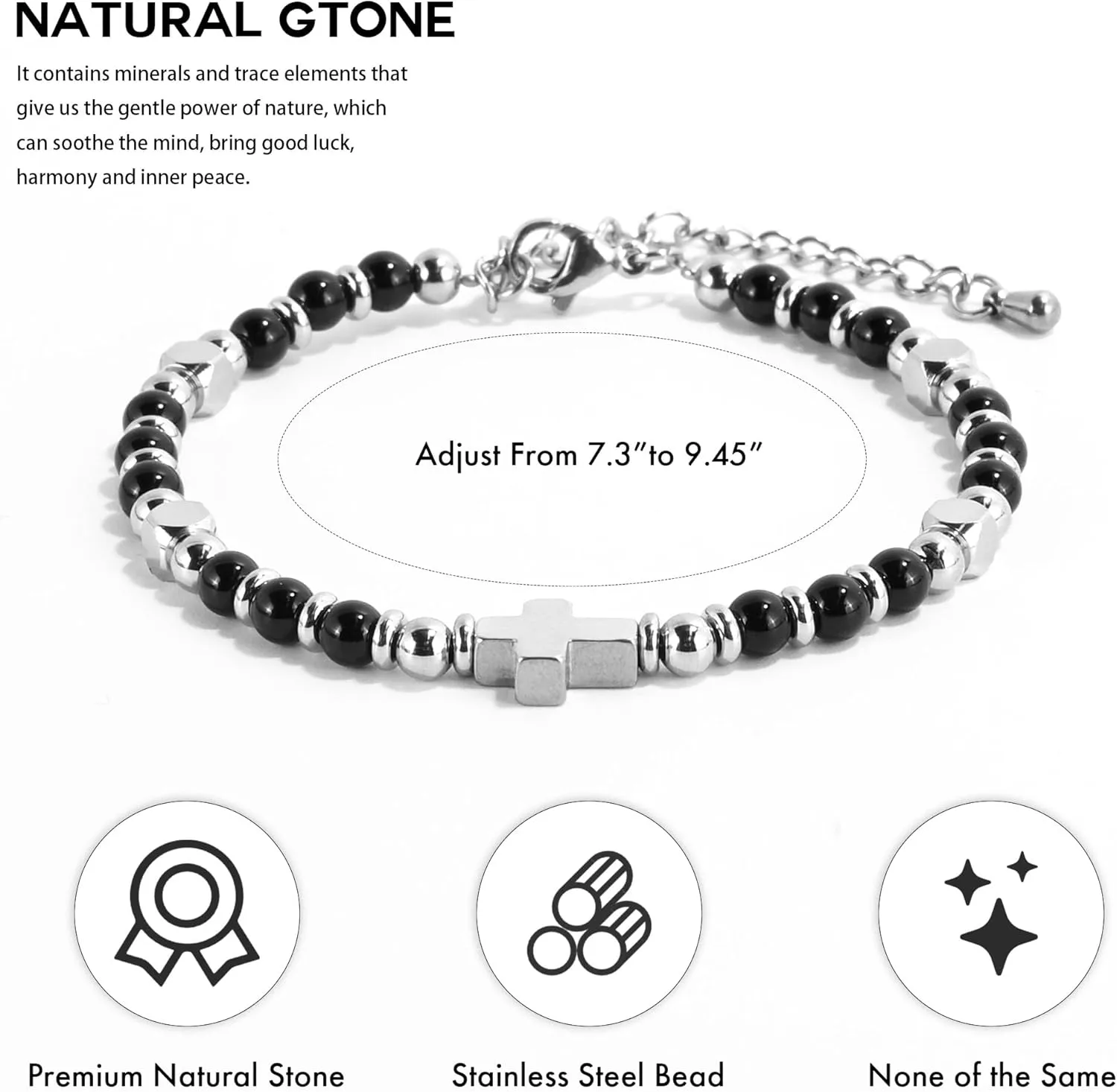 VIBILIA Beaded Bracelets for Women, Inspirational Cross Bracelets for Women, Natural Gemstone Jesus Bracelet, Christian Gifts for Mom, Daughter, Wife, Sister, Friend Birthday Mother's Day